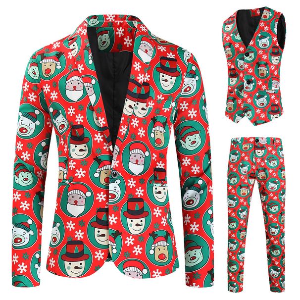 Christmas new casual 3D printed suit vest and trousers suit 3-piece set 3TZ-XMK_viptrois.com