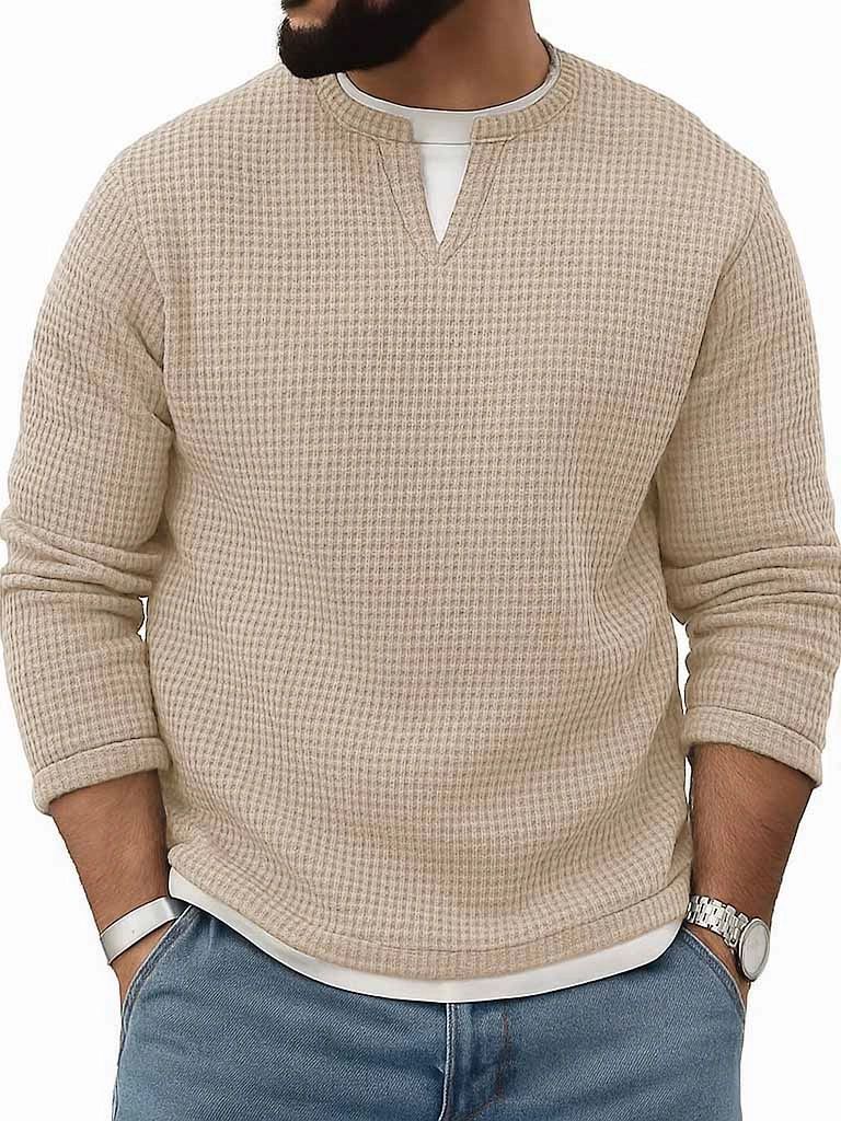 Men's Casual Long Sleeve Crew Neck Pullover Sweatshirt - Loose Fit Layering Base Shirt For Autumn & Winter_viptrois.com