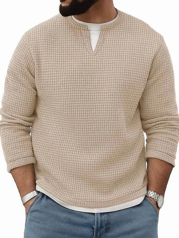 Men's Casual Long Sleeve Crew Neck Pullover Sweatshirt - Loose Fit Layering Base Shirt For Autumn & Winter_viptrois.com