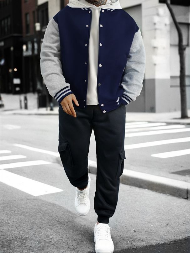 Men's Autumn Casual Jacket & Jogger Set – Slim-Fit Baseball Coat With Utility Pants_viptrois.com