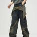 Men's Clothing Five Pointed Star Design Jeans For Men, American Retro Big Pockets, Raw Edges, Distressed Washed High Street Workwear Wide Leg Trousers_viptrois.com