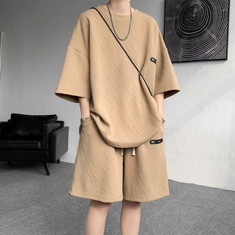 Men's Clothing Fashion Casual Sports Boys Cool Handsome Outfit Suit Temperament Match Handsome A Complete Set Of Short Sleeved Trend_viptrois.com