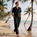 25 American Style Summer Long Pants Men Linen Beach Casual Short Sleeve Shirt Set_viptrois.com