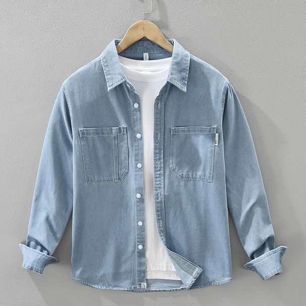 Retro Denim Long Sleeved Shirt, New Fashionable And Versatile, Artistic And Casual Loose Top, Men's Clothing_viptrois.com