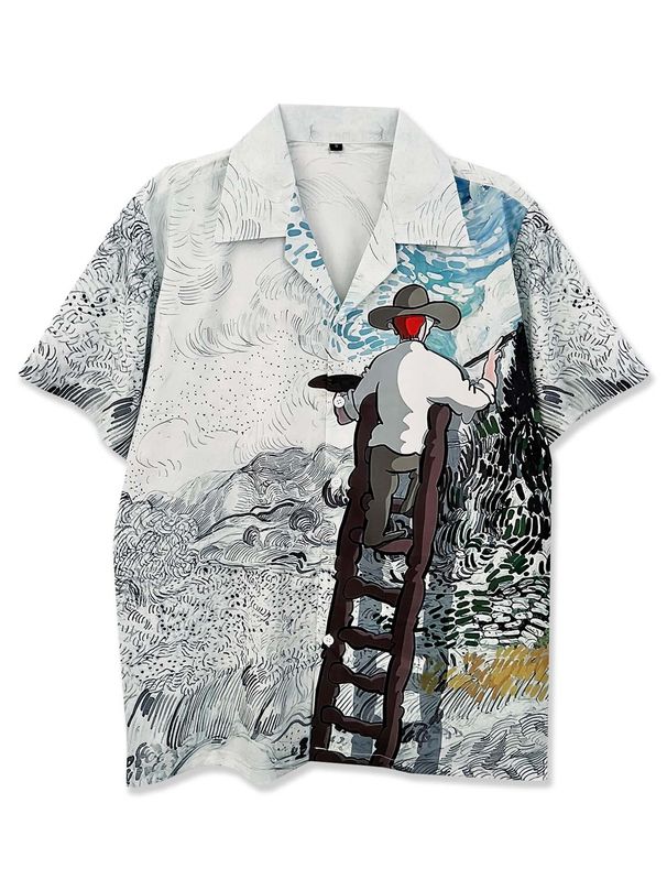 Men's Clothing Trendy Brand European And American High Street Hip Hop Loose Heavy Hawaiian Short Sleeved Shirt Men's Casual Travel Flower Shirt Women_viptrois.com