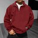 Semi-zipper Fleece Stand-up Neck Sweater Men's Autumn And Winter Loose Trendy Brand Sports And Leisure Long-sleeved Sweater_viptrois.com