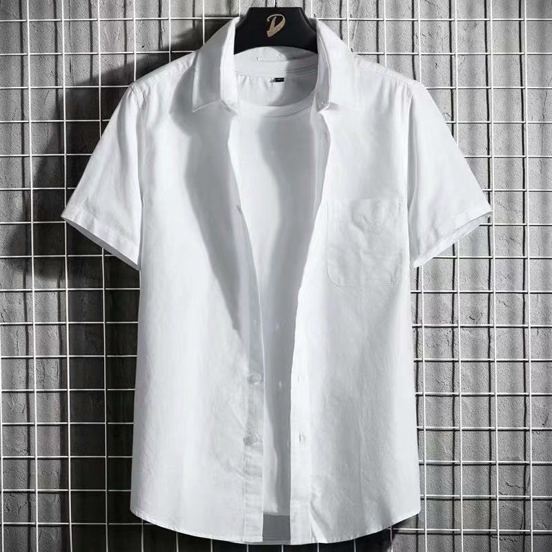 Men's Clothing Short Sleeved Shirt Men's Summer New Casual Tops Men's Solid Color Short Sleeved Shirt_viptrois.com