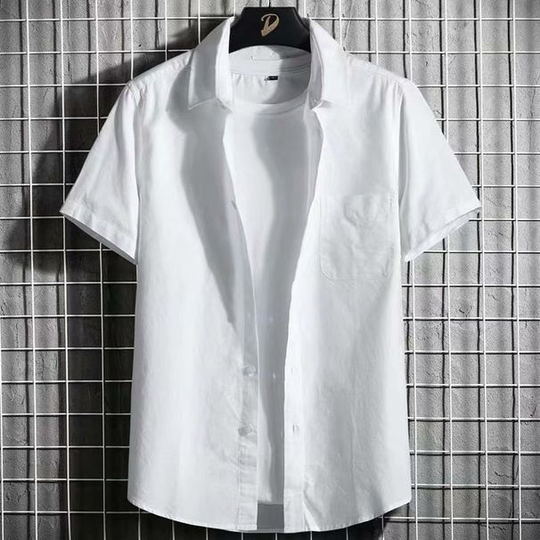 Men's Clothing Short Sleeved Shirt Men's Summer New Casual Tops Men's Solid Color Short Sleeved Shirt_viptrois.com