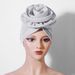 Solid & Multi-Color Silk Headscarf – Women's Fashionable Large Flower Turban Hat (Indian-Style Pleated Headwear, Bright & Elegant)_viptrois.com