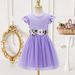 Kids’ Clothing Girls Princess Dress Summer New Style Girls Flying Sleeves Trough Waist A Row Of Flowers Mesh Dress_viptrois.com