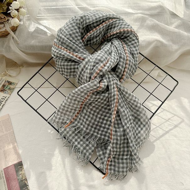 Unisex Thin wool scarf small fresh student bib small plaid shawl color scarf ins wind_viptrois.com