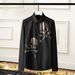 Men's Clothing Men's Trendy Long Sleeved Shirt Double Skull Print Casual Style Premium Embroidered Dress Shirt Long Sleeve Oxford For Formal & Casual_viptrois.com