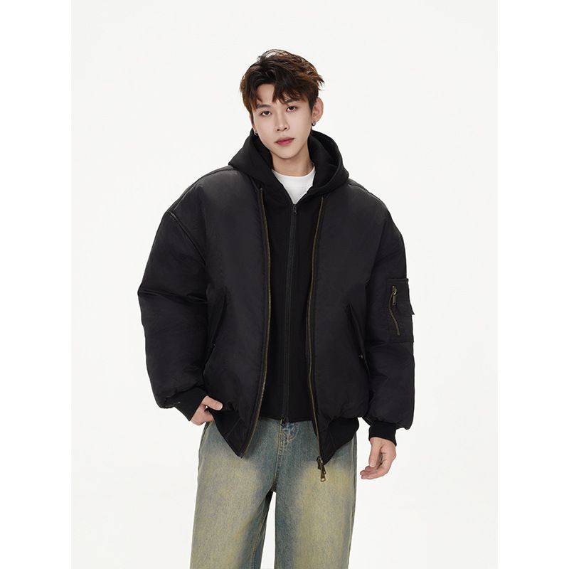 2024 Winter New Fashion Two-Piece Design Men's Cotton Jacket Youth Large Size Solid Color Korean Style Coat Trendy_viptrois.com