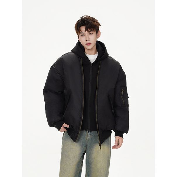 2024 Winter New Fashion Two-Piece Design Men's Cotton Jacket Youth Large Size Solid Color Korean Style Coat Trendy_viptrois.com