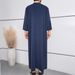 Men's Clothing New Muslim mid sleeve embroidered robe ethnic style men's robe side pocket Muslim robe_viptrois.com