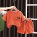 New Foreign Trade Boys Short Sleeved Casual Solid Color Children's Clothing Two Piece Korean Style Fashion Suit Manufacturers Wholesale_viptrois.com