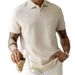 Men's Clothing Summer Men's Fashion Casual All Match Round Neck Short Sleeve Texture Polo Shirt Tops_viptrois.com