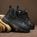 Autumn Solid Color New Fashion Simple Stitching Lightweight Comfortable Casual Lace-up Thick-soled Men's Martin Boots_viptrois.com