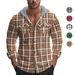Men's Retro American Flannel Shirt Hooded Jacquard Trendy Casual Plaid Coat Autumn Winter Men's Clothing_viptrois.com