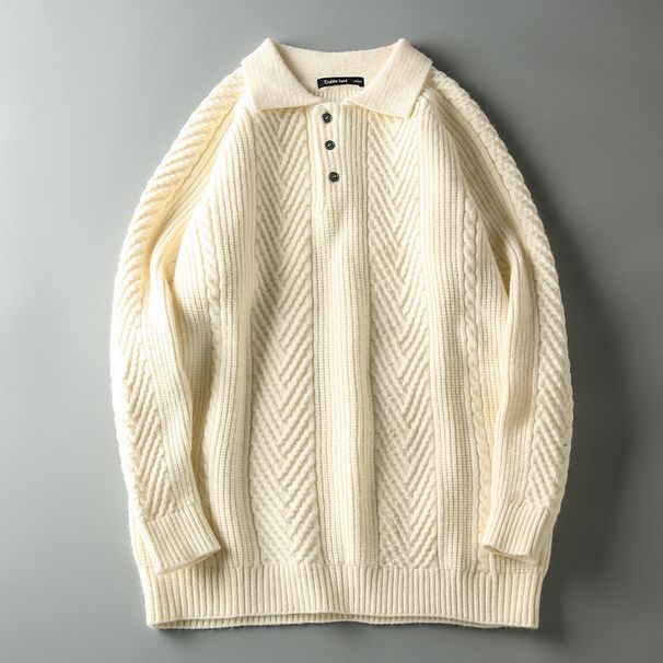 New Polo Shirt With A Collar And Knitted Sweater, Men's Business Style, Keeping Warm_viptrois.com