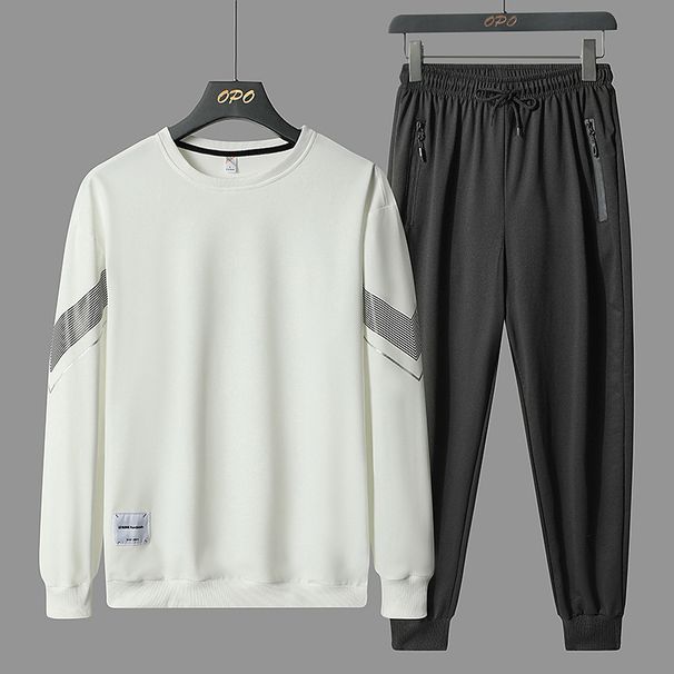 2025 Spring Autumn Sports Round Neck Casual Two Piece Set, Slimming Minimally Designed Sweatshirt and Pants, Men's Set 1beb_viptrois.com