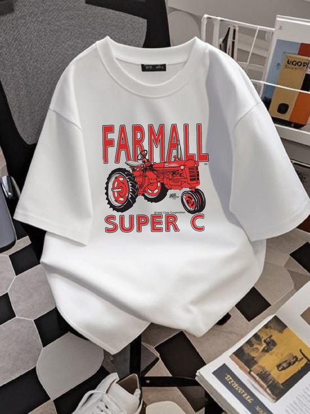 Vintage 90s Farmall Super C Tractor Farm Grey T-shirt Tultex XL Casual Comfortable Breathable Graphic Designer Clothes Top For Everyday Wear_viptrois.com