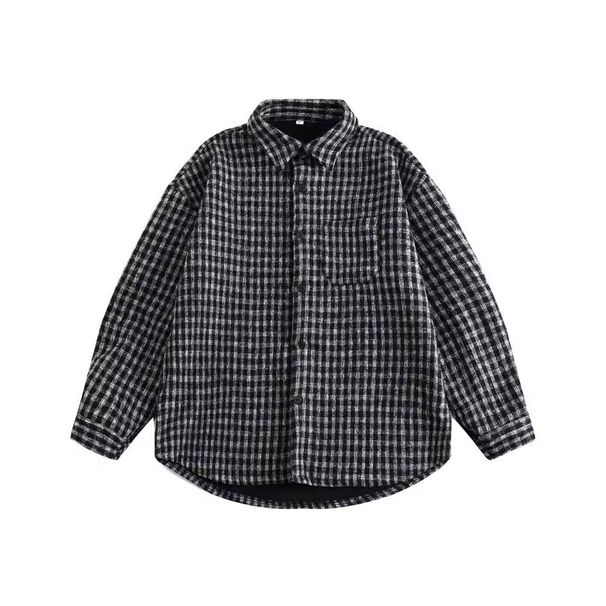 Men's Clothing Korean Style Niche Retro Plaid Shirt For Men, New Spring And Autumn Style, Loose Fit, Trendy And Versatile Shirt Jacket._viptrois.com