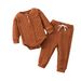 Autumn Children's Clothing Long Sleeved Tops And Long Pants Twisted Solid Color Suits Manufacturers Direct Sales One Piece Drop Shipping_viptrois.com