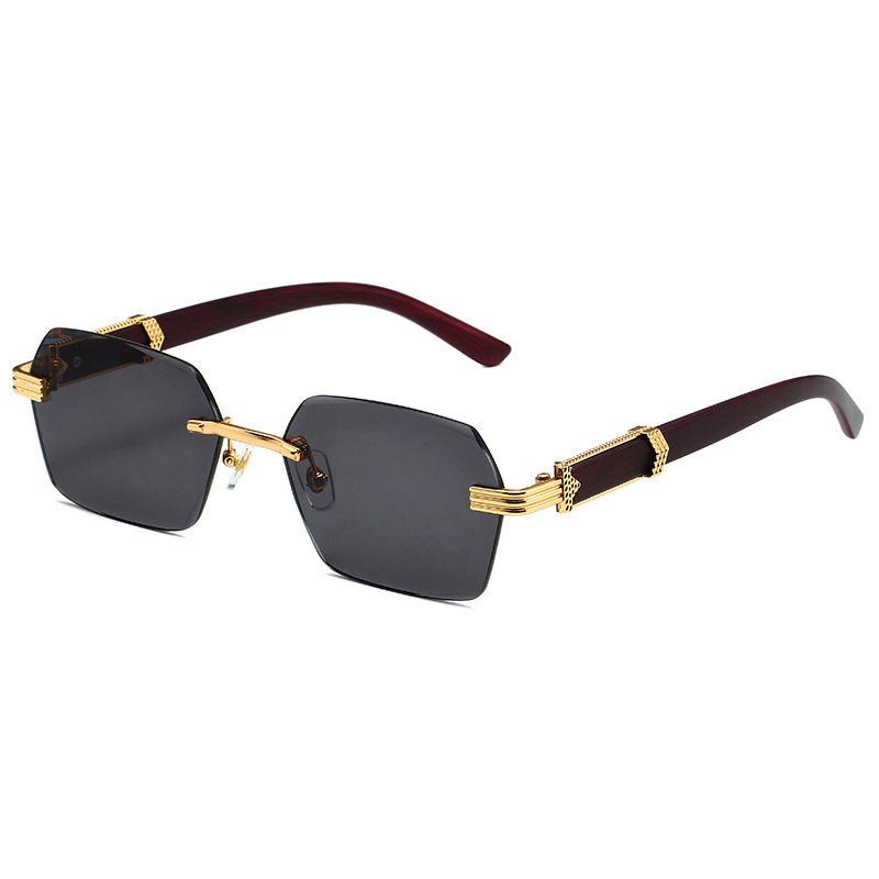 Unisex Square Glasses Rimless Cut Edge Sunglasses Women's Fashion Glasses Gradual Color Sunscreen Sunglasses_viptrois.com