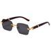 Unisex Square Glasses Rimless Cut Edge Sunglasses Women's Fashion Glasses Gradual Color Sunscreen Sunglasses_viptrois.com