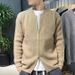 Men’s Double-Zip Knit Cardigan – Slim Fit Casual Sweater Jacket (M-3XL, 4 Colors, Breathable Polyester Blend, Wrinkle-Resistant, Korean Style)_viptrois.com