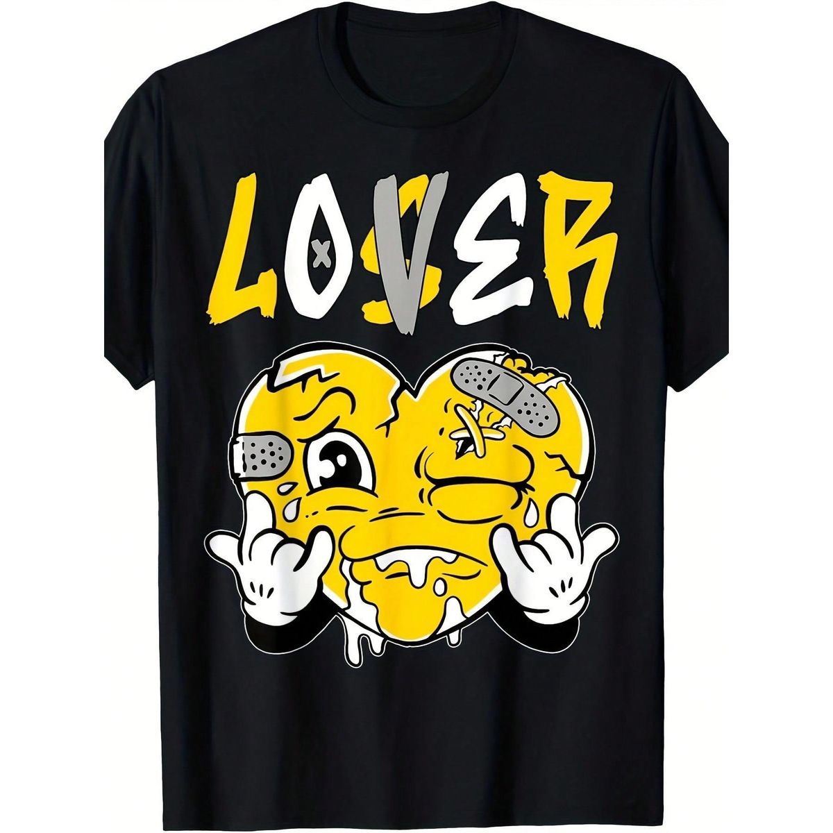 Camiseta Conjunto A Juego Con Corazón Amarillo Goteante Hombres Camisetas Gráficas De Moda Parejas - Ropa Suave Y Cómoda_viptrois.com