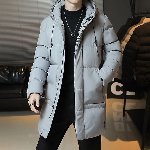 Men's Winter Hooded Puffer Jacket - Lightweight Warm Zip-Up Coat With Side Pockets, Slim Fit, All-Day Comfort (Black/Green/Gray, Sizes M-8XL)_viptrois.com