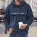 Men's Fleece Letter Print Half-Zip Hooded Sweatshirt With Drawstring - Long Sleeve Casual Pullover For Streetwear & Outdoor_viptrois.com