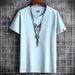 boy Men's Short T-Shirt Summer New Cross-Border Cotton Round Neck Trendy Loose Half Sleeve Plus Size Jacket Live Streaming_viptrois.com