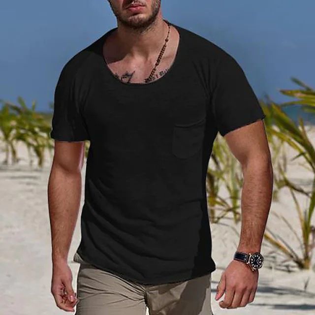 2025 Summer New Pocket Crew Neck Men's T-Shirt_viptrois.com