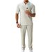 Men's Clothing Spring And Summer Fashion Casual Polo Short Sleeved Shirt And Trousers Two Piece Men's Suit_viptrois.com