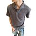 Italian One Piece Collar Button Summer Loose Knitted Short Sleeved Men's And Women's T-Shirt Breathable Polyester High End_viptrois.com