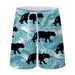 Men's Floral Small Fresh Sports Cartoon Series 3D Digital Printing Casual Shorts Men's Loose Swimming Trunks White_viptrois.com