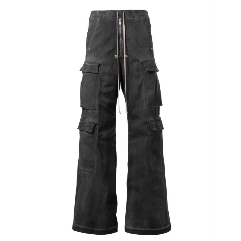 Men's Clothing wide leg washed gray jeans vibe style smoky gray men's and women's overalls_viptrois.com