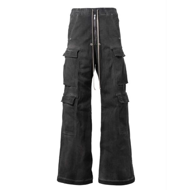 Men's Clothing wide leg washed gray jeans vibe style smoky gray men's and women's overalls_viptrois.com