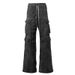 Men's Clothing wide leg washed gray jeans vibe style smoky gray men's and women's overalls_viptrois.com
