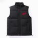 Men's Quilted Vest With Windproof Design, Letter Print, Thickened Polyester Fill, Casual Wear For Autumn & Winter_viptrois.com