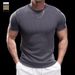 Men's Clothing New Summer Men's Short Sleeved Fitness Training Ribbed Vertical Round Neck Hollow Mesh Comfortable Solid Color Bottoming Shirt T Shirt_viptrois.com