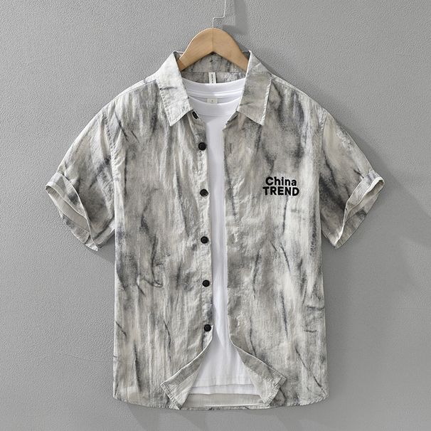 Retro Men's Short Sleeved Shirt, Fashionable And Versatile, Artistic And Casual, Loose And Breathable Top_viptrois.com