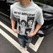 Men's Clothing Men's Summer Band Printed Portrait Retro Small Neck Short Sleeve Tee Shirt Cleanfit Trendy Top_viptrois.com