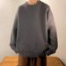 New round neck sweater for men in autumn and winter, loose solid color knit sweater, casual, simple and versatile thread jacket_viptrois.com