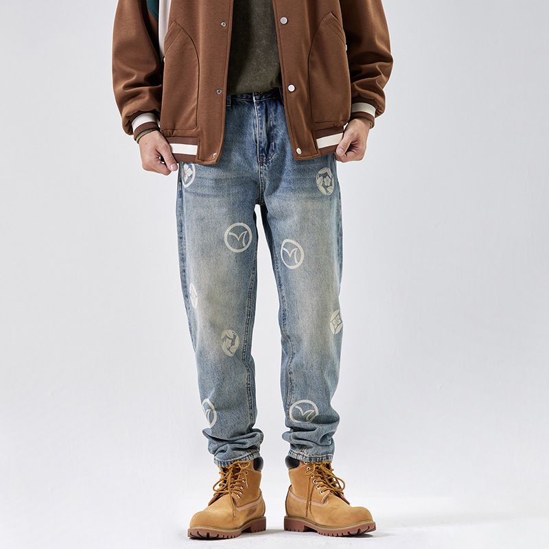 Men's Clothing High Street Loose Straight Jeans Men's Daddy Pants Tapered Long Pants_viptrois.com