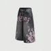 European And American Popular Letter Retro Cherry Blossom Denim Shorts Women's Hip Hop Street Print Casual Loose Casual Cropped Pants_viptrois.com