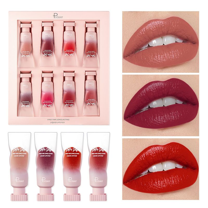 Makeup Pudaier 8 Pack Pearlescent Color Mirror Water Glaze Liquid Lipstick Paint Gloss Lip Honey_viptrois.com